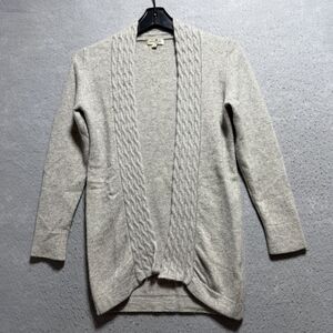 Cortland Park Sweater Women’s Size Small Gray Cashmere Shawl Collar Open Front